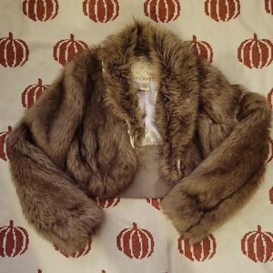 Arden B Size Medium Cropped Faux Fur Jacket With Silky Blush Colored Lining